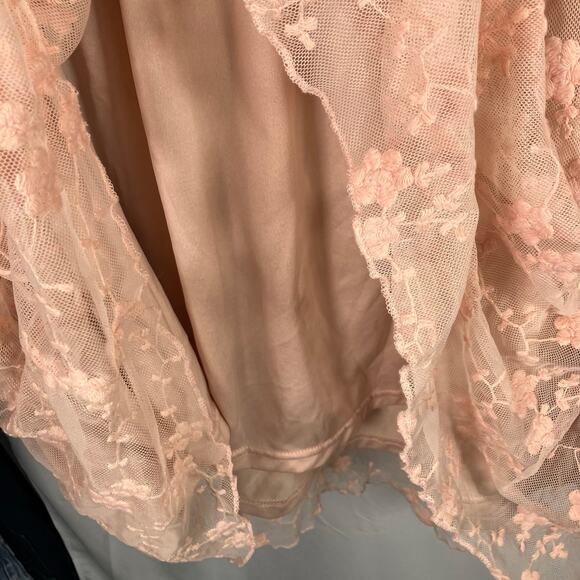 Suzanne Betro Blush Lace Embroidered Mesh Peasant Top 4X Floral Sheer Boho - Picture 6 of 12
